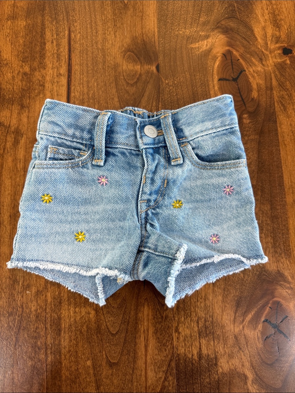 Old Navy Light Denim Baby Shorts with Tiny Floral Detail